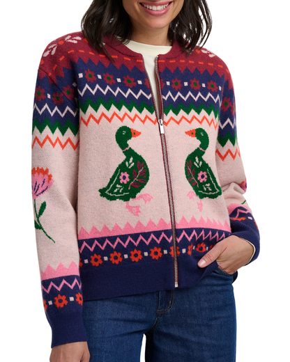 Solana Ducks Intarsia Knitted Bomber