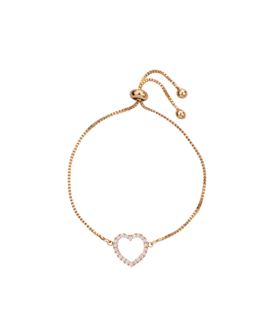 Sophia Diamante Heart Drawstring Bracelet In Gold