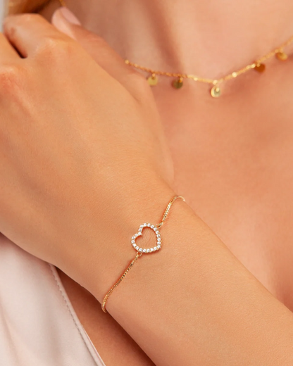 Sophia Diamante Heart Drawstring Bracelet In Gold