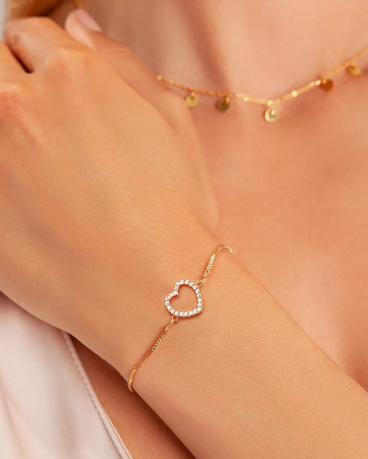 Sophia Diamante Heart Drawstring Bracelet In Gold