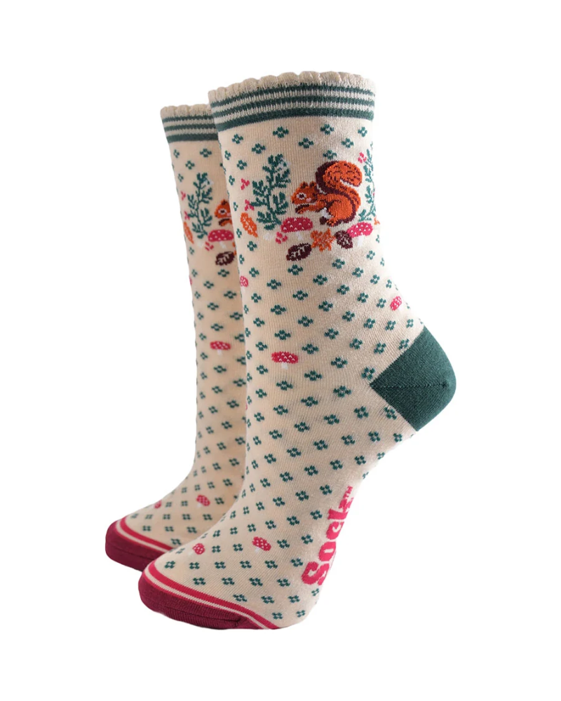 Squirrel Wreath Unisex Bamboo Socks