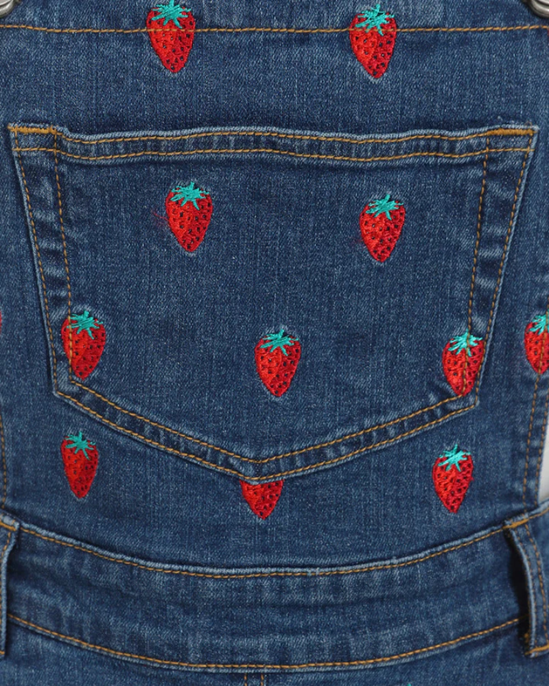 Strawberry Denim Pinafore Dress