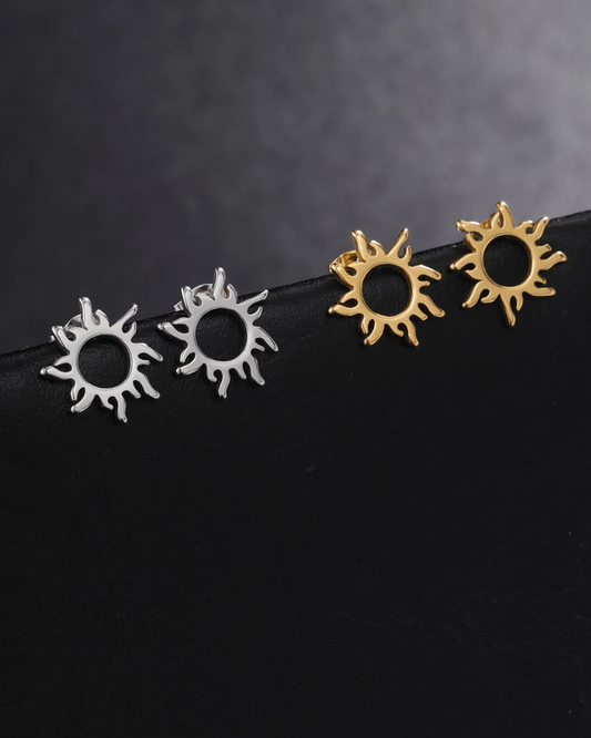 Tiny Sunburst Earrings Gold And Silver