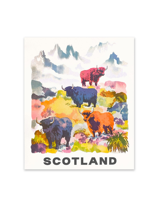 Scotland Highland Cow Riso Art Print