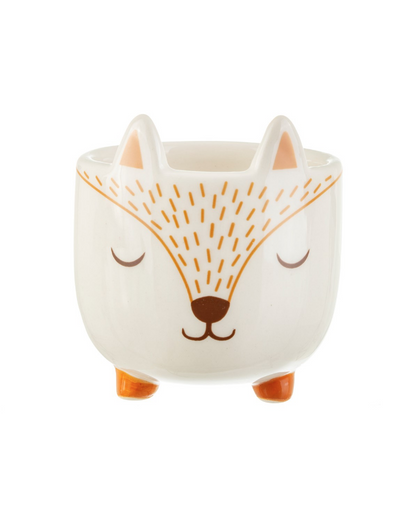 Cute Fox Planter, White, brown and amber colours, beautiful contemporary deisgn, fun and positive vibes.