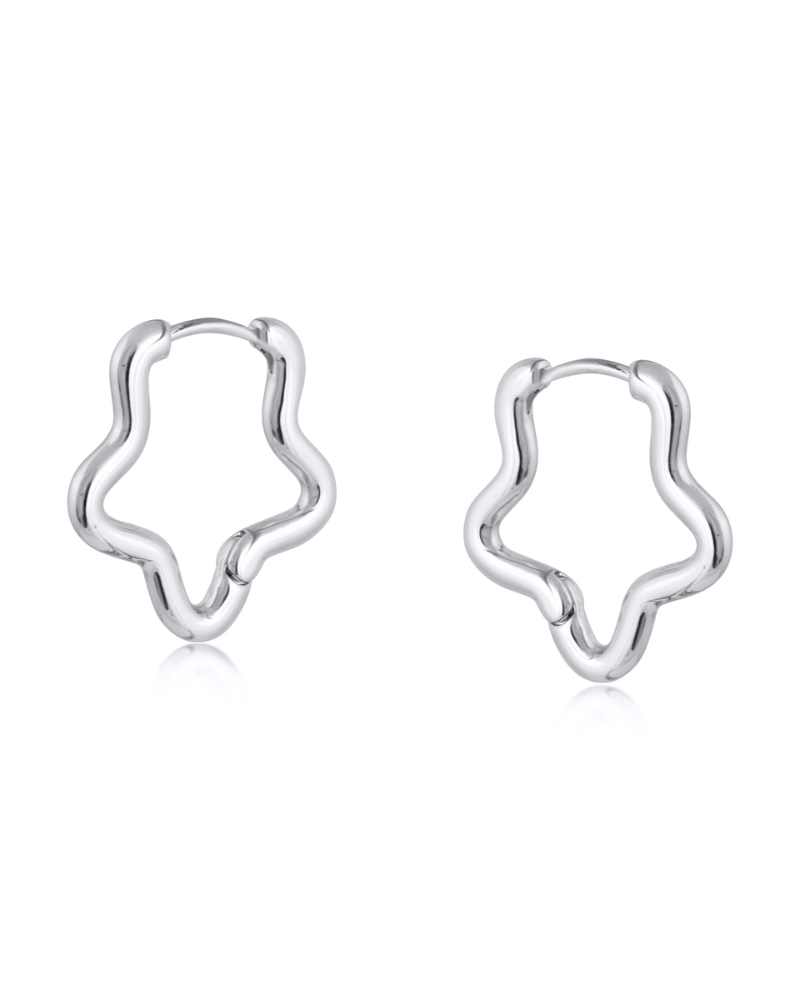 Soraya Organic Squiggle Hoops Silver