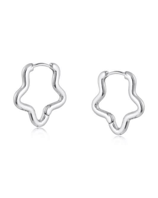 Soraya Organic Squiggle Hoops Silver