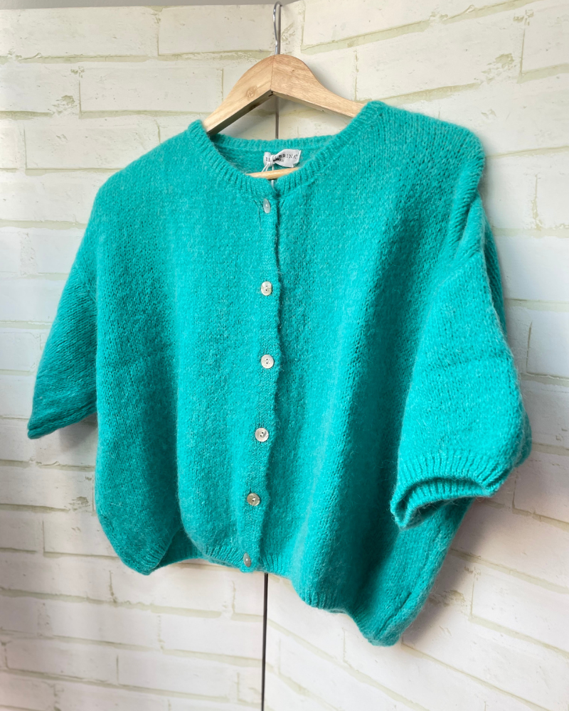 Mohair Cropped Sleeve Cardigan All Colours