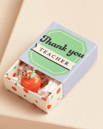Thank You Teacher Red Apple Ceramic Token In Matchbox