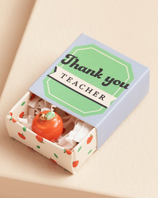 Thank You Teacher Red Apple Ceramic Token In Matchbox