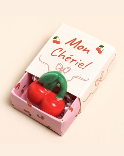 Cherry Tiny Ceramic Token In Matchbox