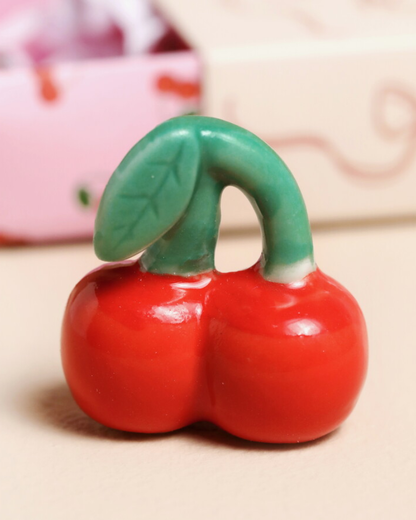 Cherry Tiny Ceramic Token In Matchbox