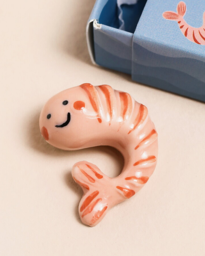 Shrimp Ceramic Token In Matchbox