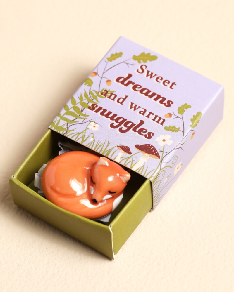 Fox Tiny Ceramic Token In Matchbox