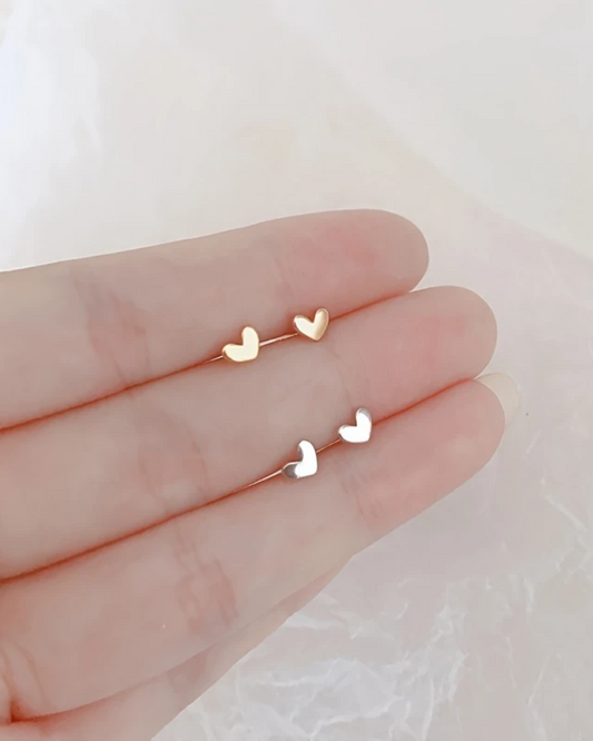 Tiny Hearts Earrings Gold And Silver