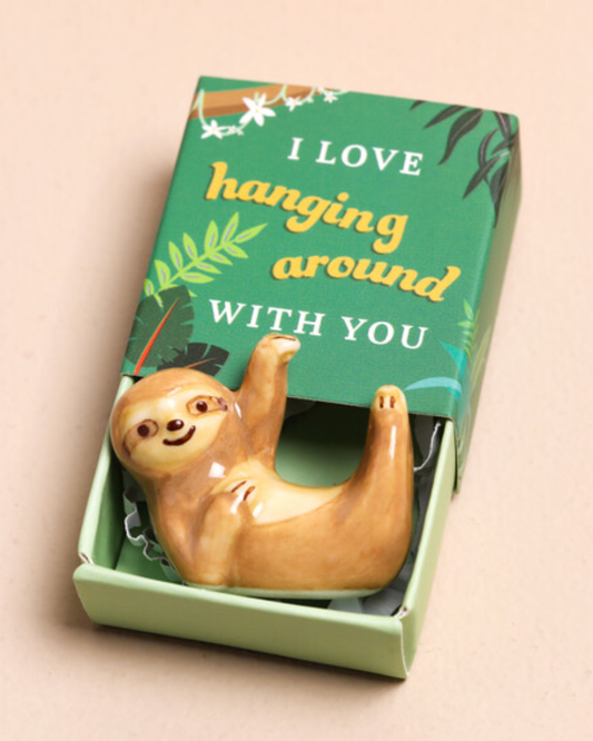 Sloth Tiny Ceramic Token In Matchbox