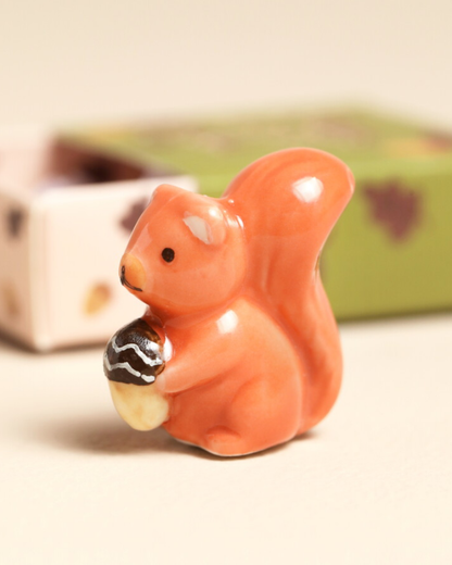Squirrel Tiny Ceramic Token In Matchbox