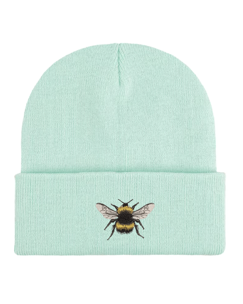 Bumble Bee Embroidered Unisex Beanie Hat Mint