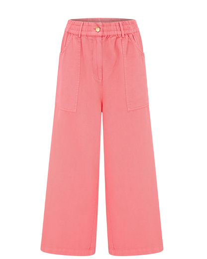 Pink wide-leg pants on a white background