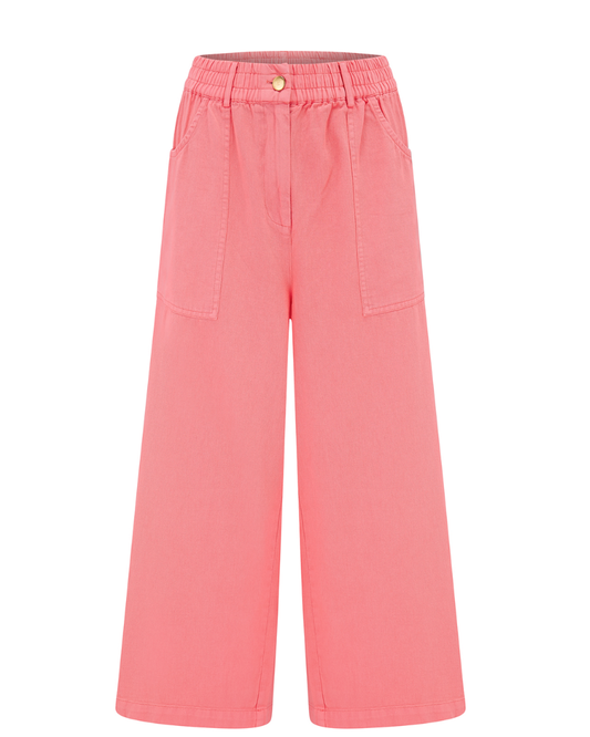 Pink wide-leg pants on a white background