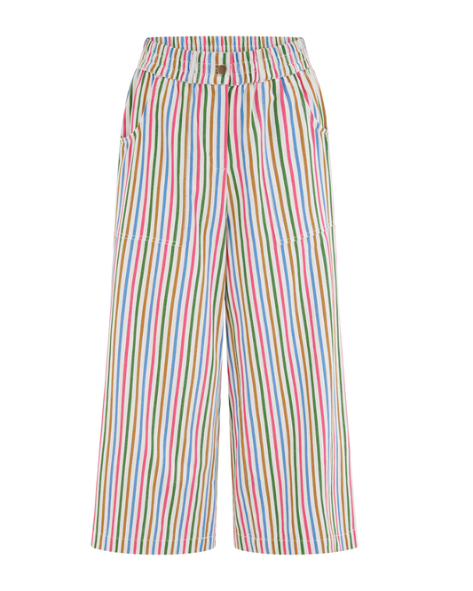 Multicolored striped pants on a white background