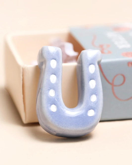 Horseshoe Tiny Ceramic Token In Matchbox
