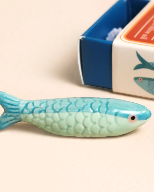 Sardine Tiny Ceramic Token In Matchbox