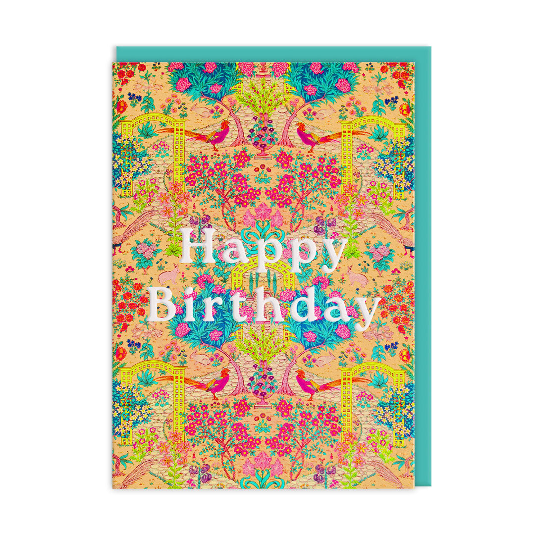 Ornate Garden Happy Birthday Card
