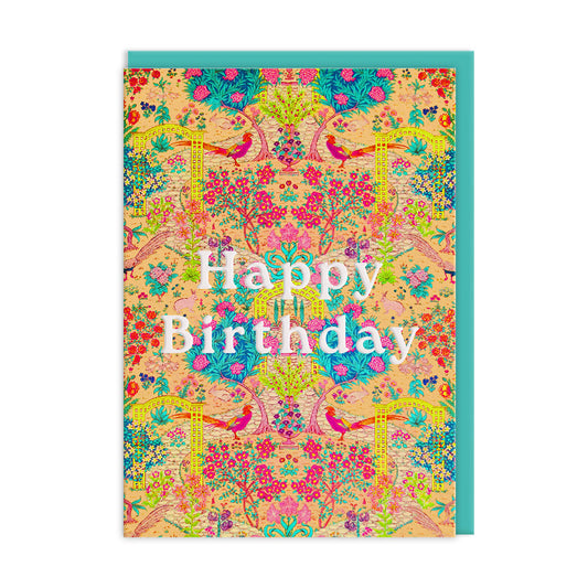 Ornate Garden Happy Birthday Card