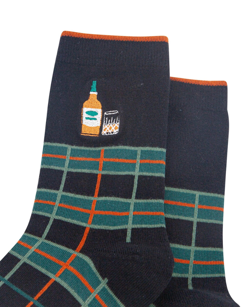 Whisky Combed Cotton Embroidered Unisex Socks