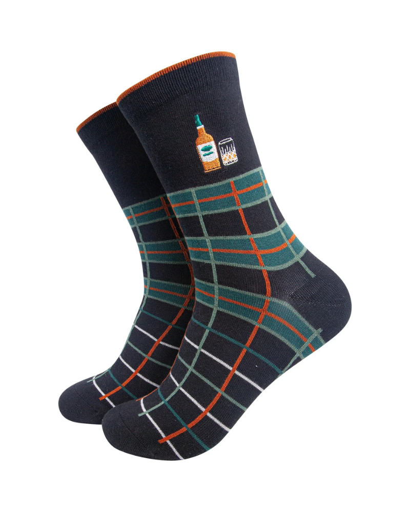Whisky Combed Cotton Embroidered Unisex Socks