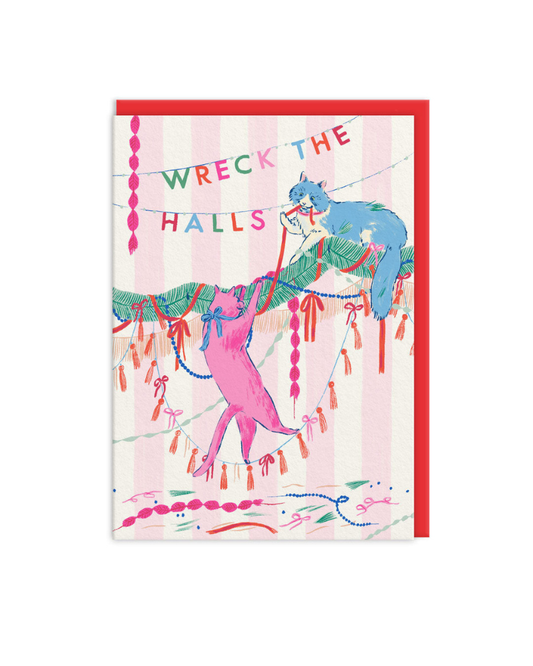 Wreck The Halls Cat Christmas Card