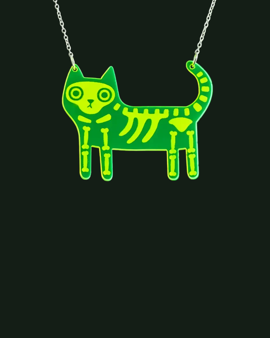 X-Ray Cat Lazer Cut Necklace
