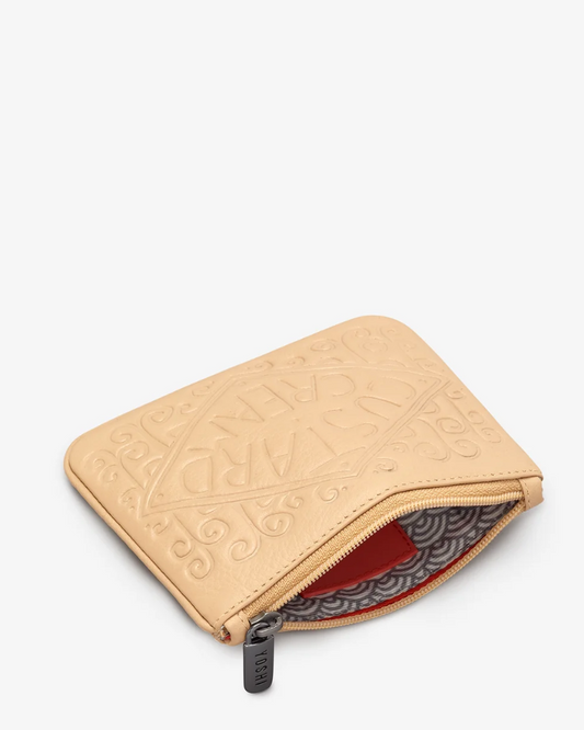Custard Cream Real Leather Zip Purse
