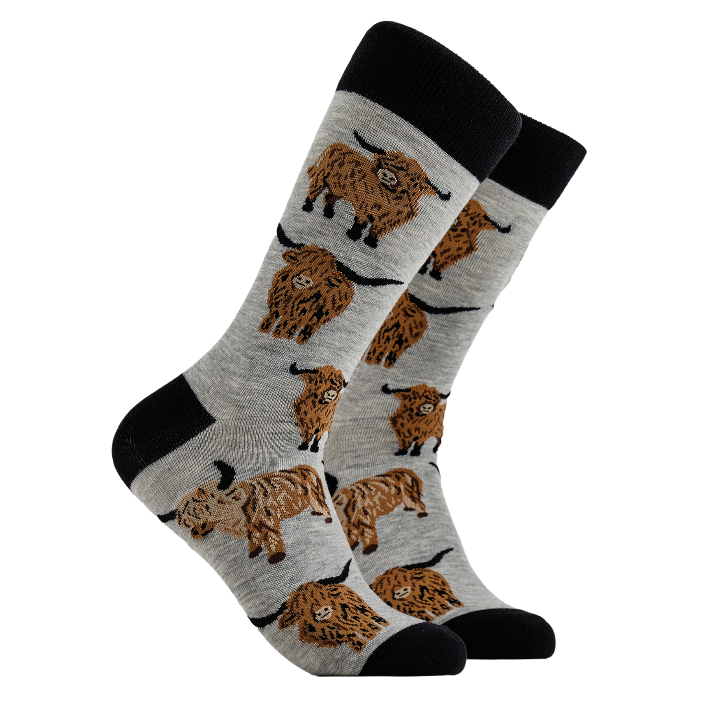 Highland Cow Socks - Och Aye the Moo!: DENIM / XS (UK 12-3 / EU 33-36 / US 14-5)