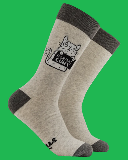 Boring C*nt Naughty Cat Socks Large