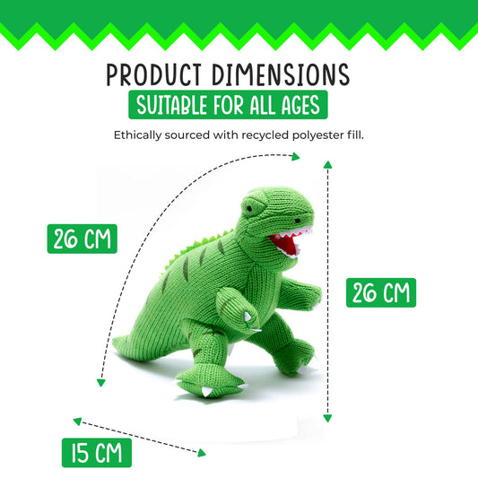 Knitted Green T Rex Dinosaur Plush Toy