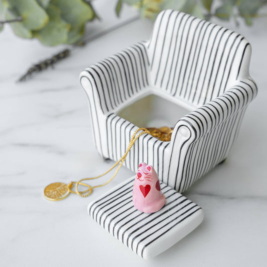 Helio Ferretti Trinket Box Striped Sofa Cat