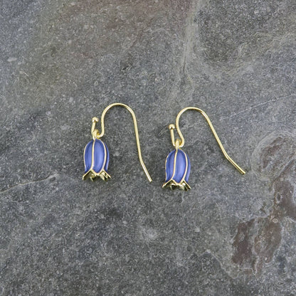 Bluebell Flower Gold Drop Hook Earring