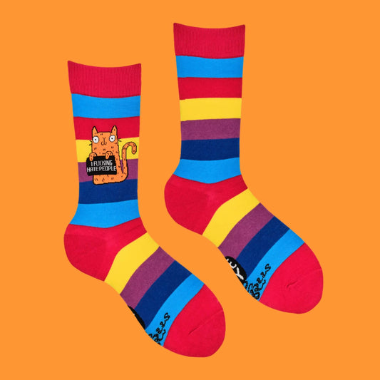 F*cking Hate People Rainbow Socks Small