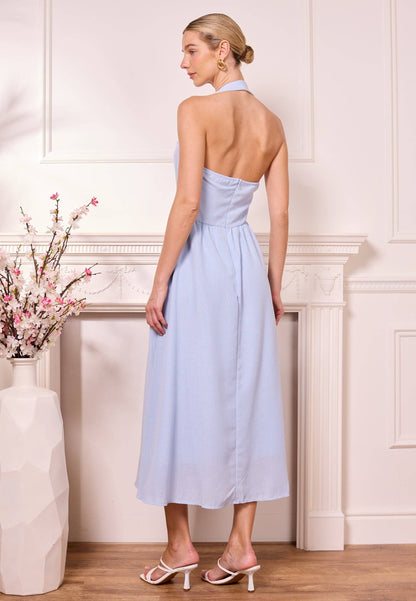 Blue Drop-Waist Halter