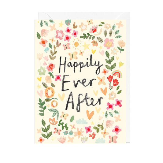 Happily Ever After Flowers Wedding Greeting Card