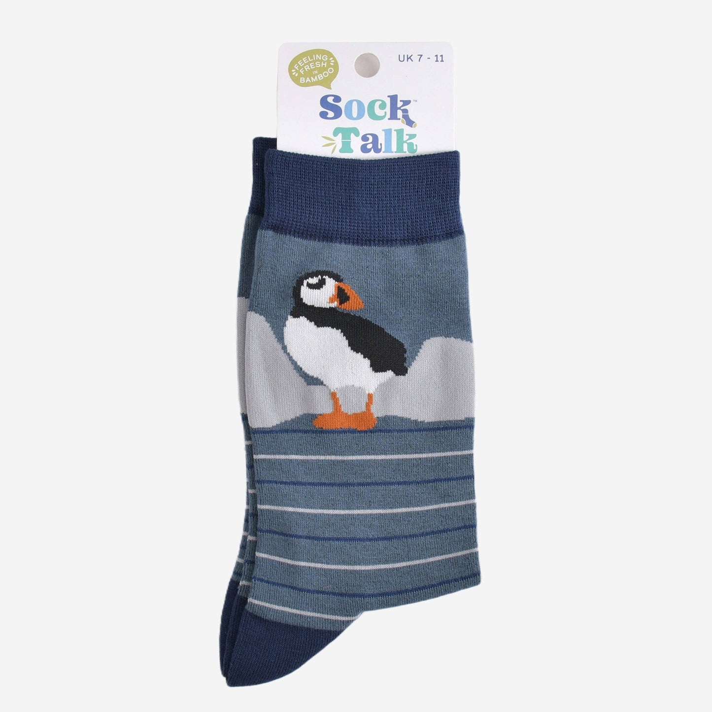 Men's Bamboo Socks - Teal, Puffin Stripe: UK 7-11 | EU 40.5-46 | US 8-12