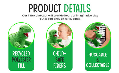Knitted Green T Rex Dinosaur Plush Toy