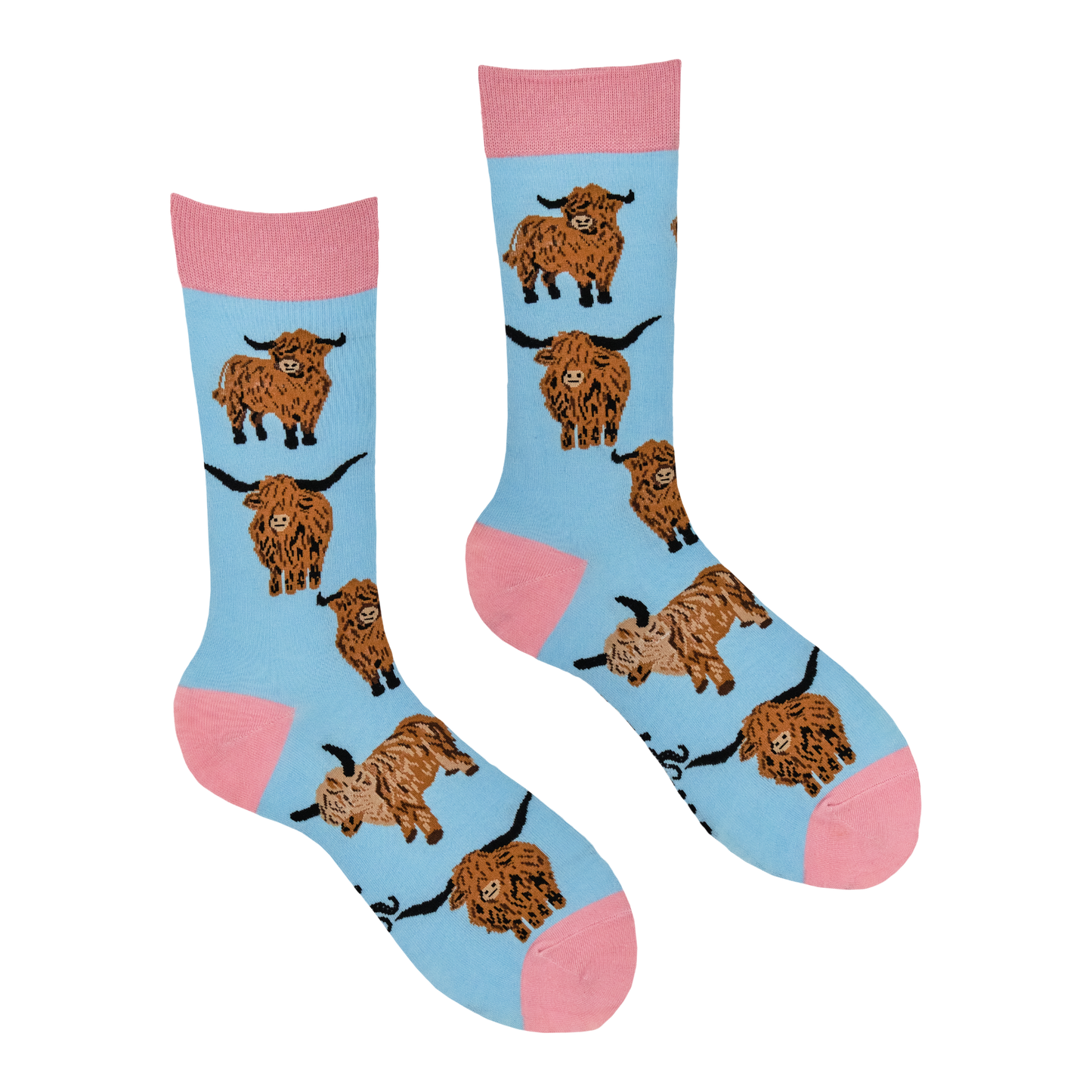 Highland Cow Socks - Och Aye the Moo!: PINK / XS (UK 12-3 / EU 33-36 / US 14-5)