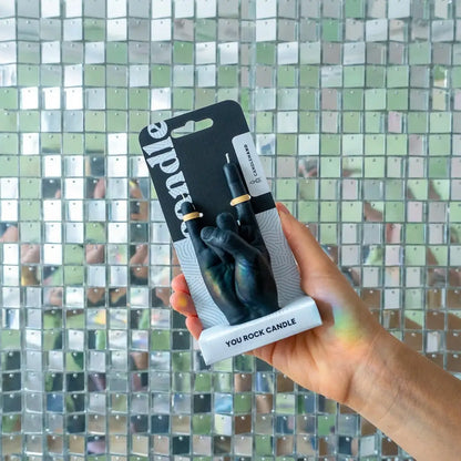 Small You Rock Hand Gesture Candle in Black