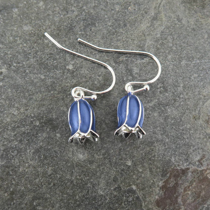 Bluebell Flower Silver Single Drop Hook Earring