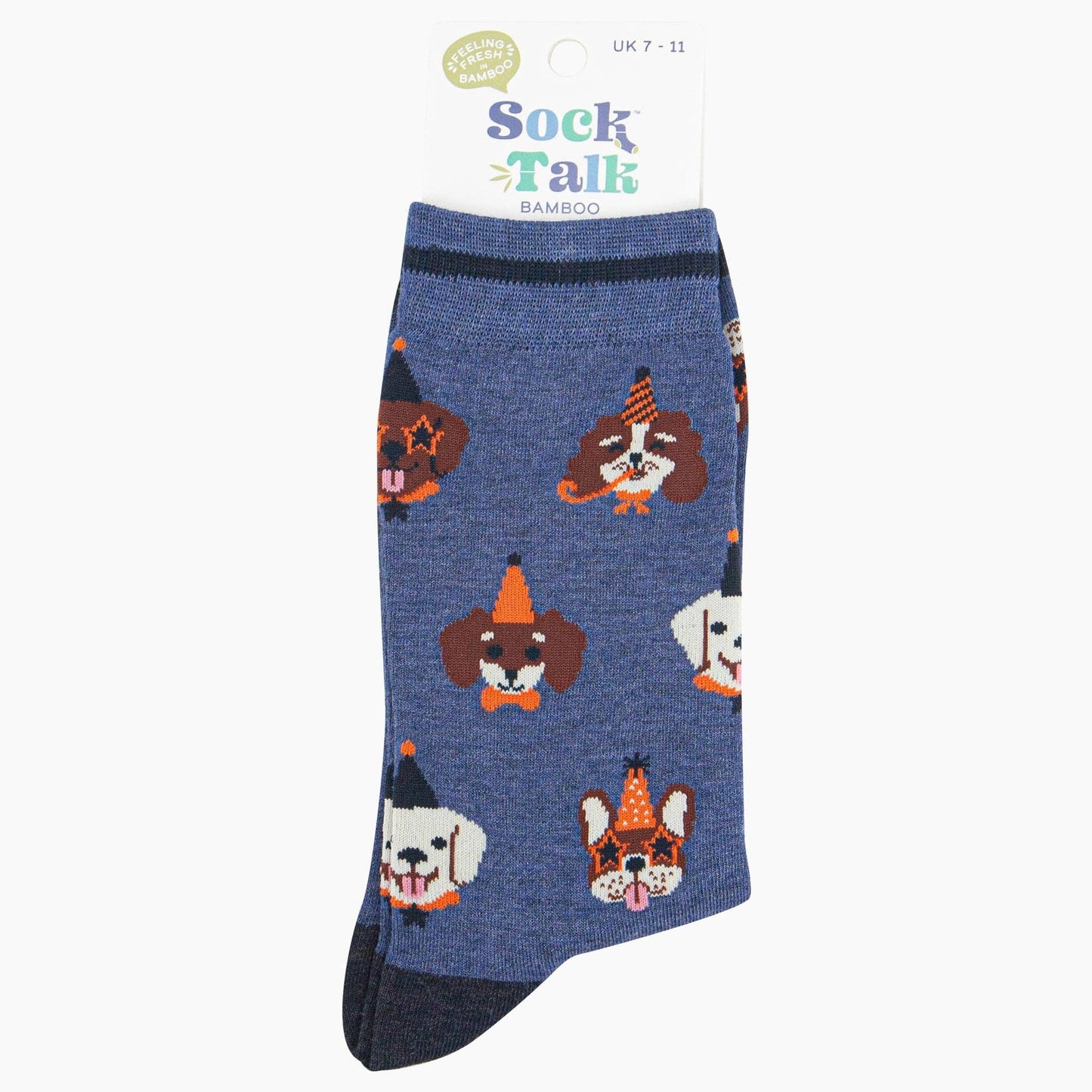 Men's Bamboo Socks - Denim Blue, Party Dogs: UK 7-11 | EU 40.5 -46 | US 8-12