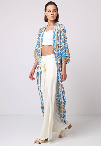 Blue Paisley Longline Kimono
