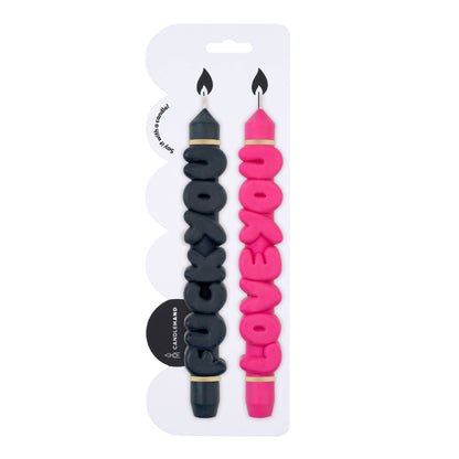 Mixed Signals Taper Candle Set of 2